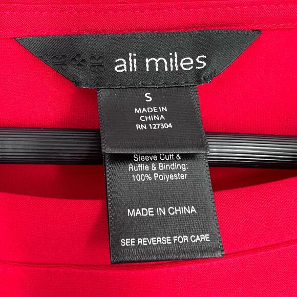 Ali miles Sz Small Vibrant Red Puff Sleeve Wearable Art to Wear Formal Shirt Top - Picture 2 of 7